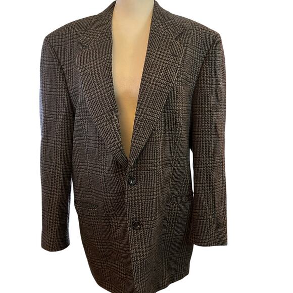Hugo Boss x Barneys NY Vintage Wool Sport Coat Blazer Glen Plaid Size 40R